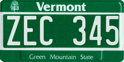 VT license plate ZEC345