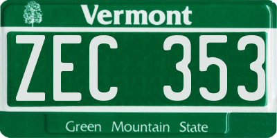 VT license plate ZEC353