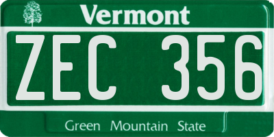 VT license plate ZEC356