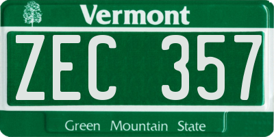 VT license plate ZEC357