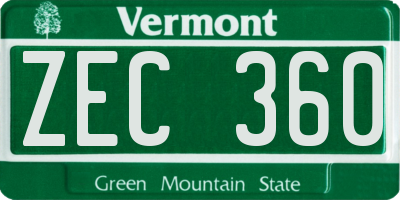 VT license plate ZEC360