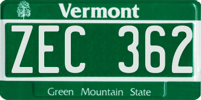 VT license plate ZEC362