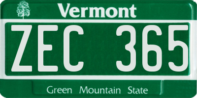 VT license plate ZEC365