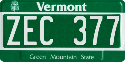 VT license plate ZEC377