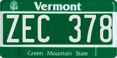 VT license plate ZEC378