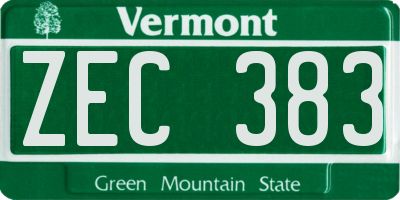 VT license plate ZEC383