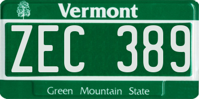 VT license plate ZEC389