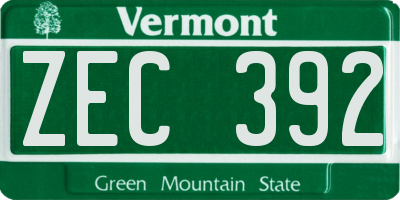 VT license plate ZEC392