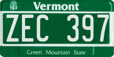VT license plate ZEC397