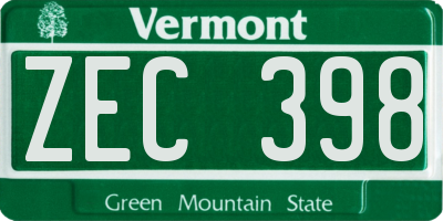 VT license plate ZEC398