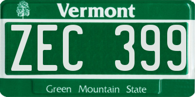 VT license plate ZEC399