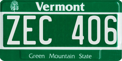 VT license plate ZEC406