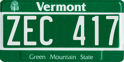 VT license plate ZEC417