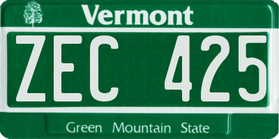VT license plate ZEC425