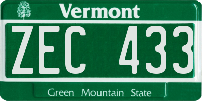 VT license plate ZEC433