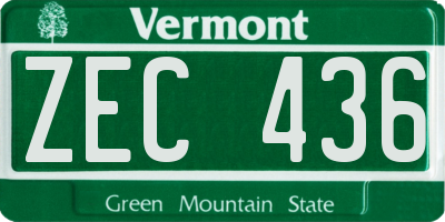 VT license plate ZEC436