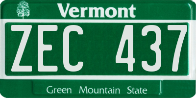 VT license plate ZEC437