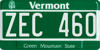 VT license plate ZEC460