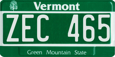 VT license plate ZEC465