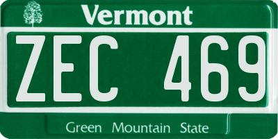 VT license plate ZEC469