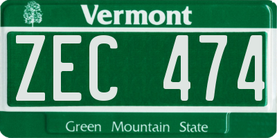 VT license plate ZEC474