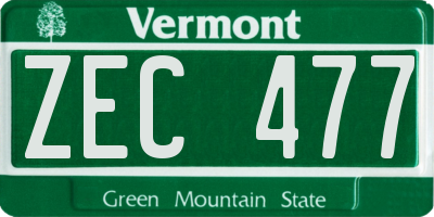 VT license plate ZEC477
