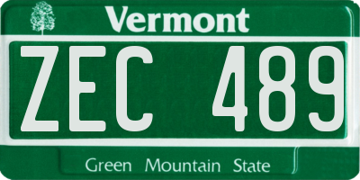 VT license plate ZEC489