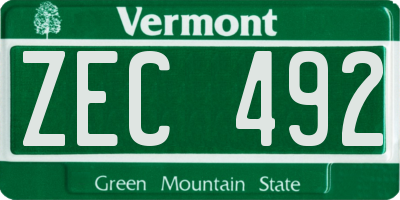 VT license plate ZEC492