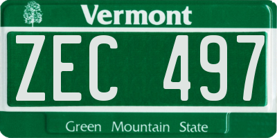 VT license plate ZEC497