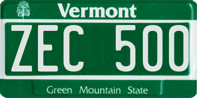 VT license plate ZEC500