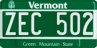 VT license plate ZEC502
