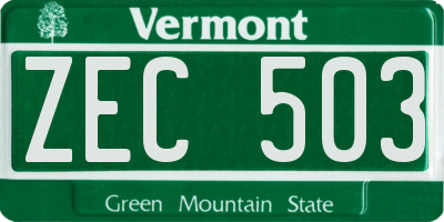 VT license plate ZEC503