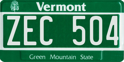VT license plate ZEC504