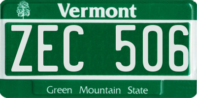 VT license plate ZEC506