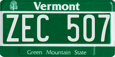 VT license plate ZEC507