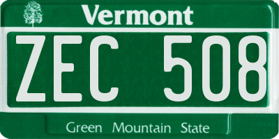 VT license plate ZEC508