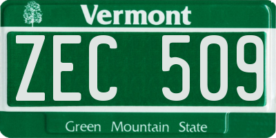VT license plate ZEC509