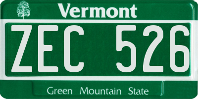 VT license plate ZEC526