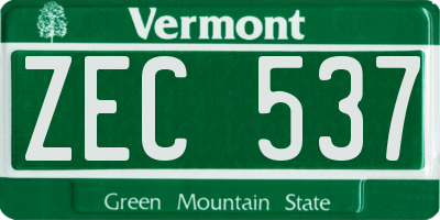 VT license plate ZEC537