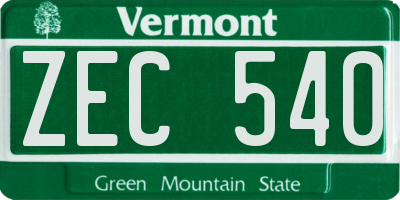 VT license plate ZEC540
