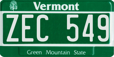 VT license plate ZEC549