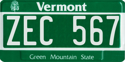 VT license plate ZEC567