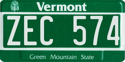 VT license plate ZEC574