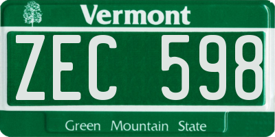 VT license plate ZEC598