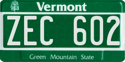 VT license plate ZEC602