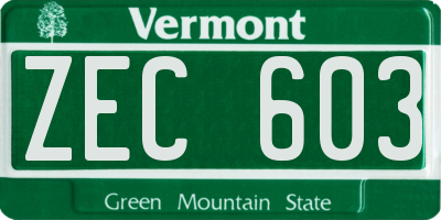 VT license plate ZEC603