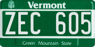 VT license plate ZEC605