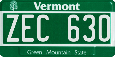 VT license plate ZEC630
