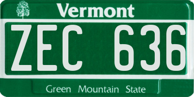 VT license plate ZEC636