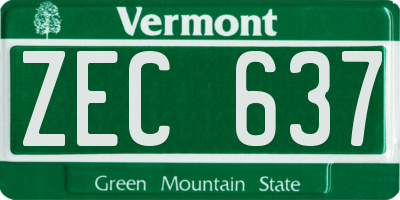 VT license plate ZEC637